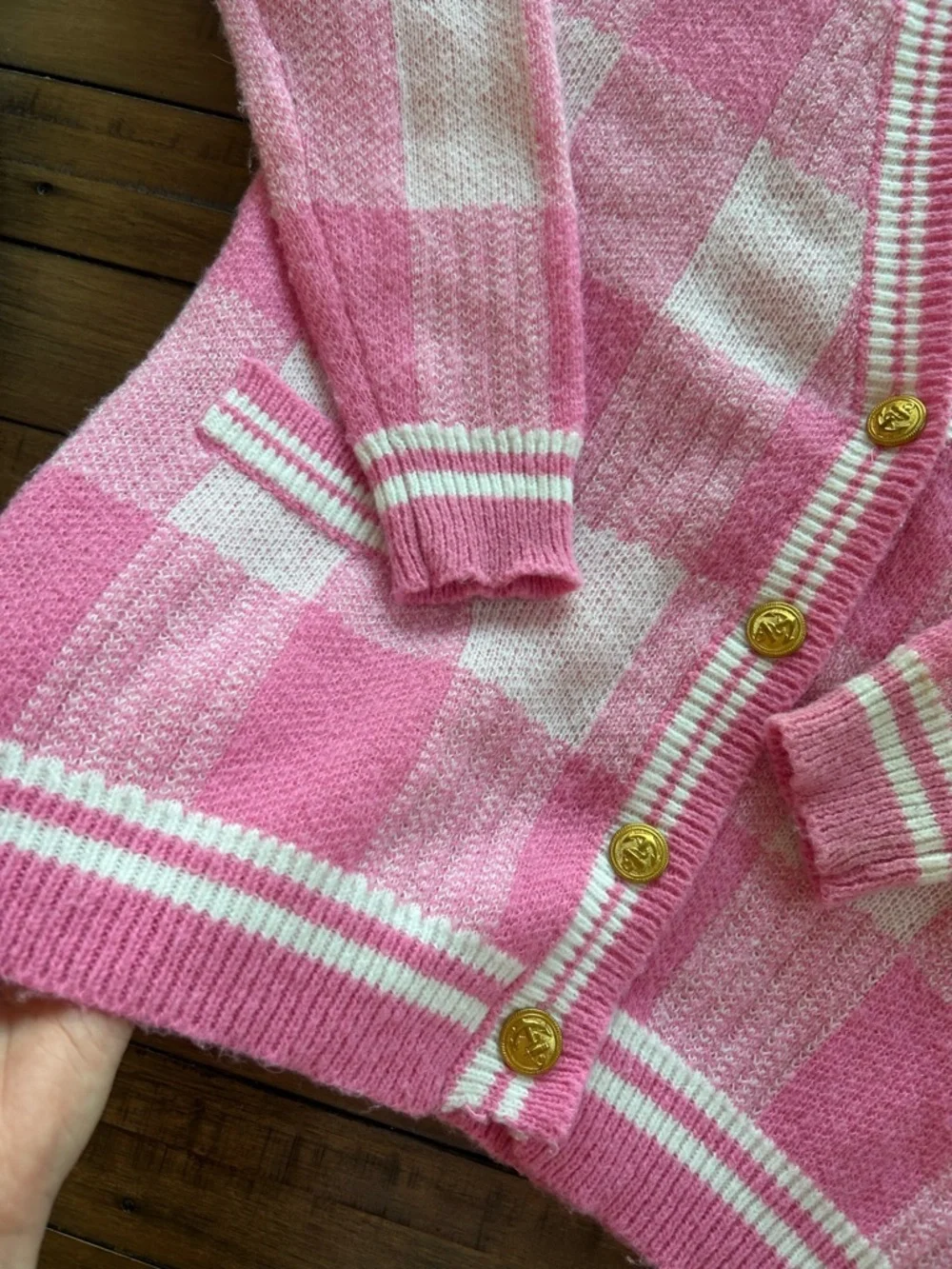 More to Come Revolve Bonnie Pink Plaid Cardigan Sweater XS - Picture 9 of 12